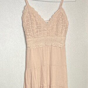 Y2K Privy Pink Hi-Lo Maxi Dress Lace Top Strappy Empire Sz S Fairy Feminine